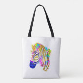 Tote Bag Arc en arc-en-ciel Peinture Zebra Graphique (Dos)