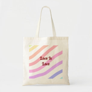 Tote Bag Arc-en bandes colorées pastel l'amour est amour fi