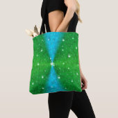 Tote Bag Arc-en-ciel bleu vert dans Elephantenskin leathero (De près)