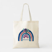 Tote Bag Arc-en-ciel Boho personnalisé avec fleurs (Dos)