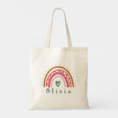 Tote Bag Arc-en-ciel branché Boho avec un nom personnalisé (Dos)