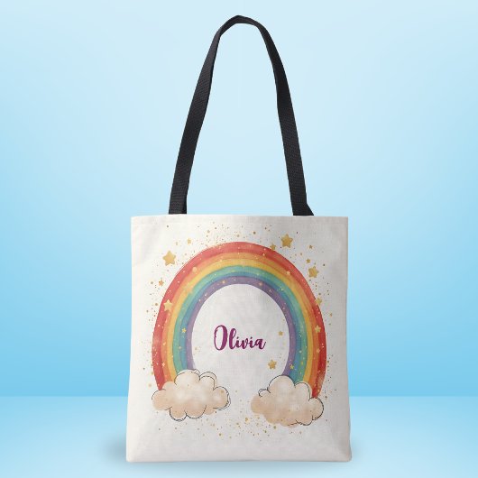 Tote Bag Arc-en-ciel charmant pour filles aux étoiles brill