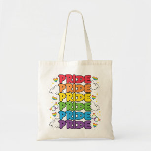 Tote Bag Arc-en-ciel, Coeurs et Nuages - Fierté répétée