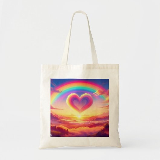 Tote Bag Arc-en-ciel coloré & Cœur (Devant)