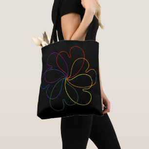 Tote Bag Arc-en-ciel coloré sur fleur coeurS de Black Chic