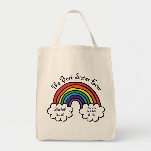 Tote Bag Arc en ciel de la meilleure soeur jamais (Devant)