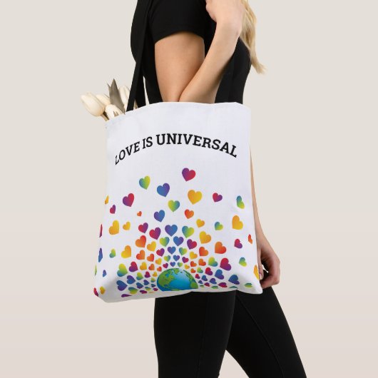 Tote Bag Arc-en-ciel élégant de conception de cœurs (De près)