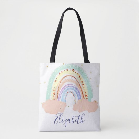 Tote Bag Arc-en-ciel et bébé étoiles (Devant)