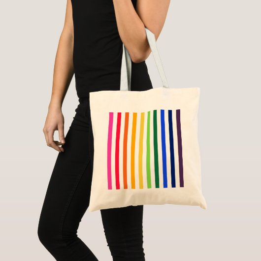 Tote Bag Arc-en-ciel et rayures blanches (Devant (produit))