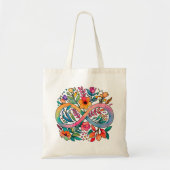 Tote Bag Arc-en-ciel Infinité Aquarelle Fleurs Autisme (Devant)