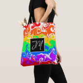 Tote Bag Arc en ciel Marbre Fluide Art (De près)
