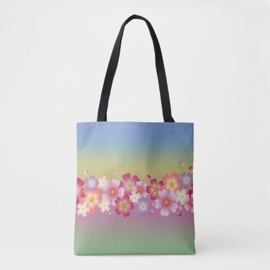 Tote Bag Arc-en-ciel mixte Sakura Blossoms Kimono Style (Devant)