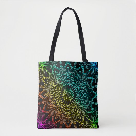 Tote Bag Arc-en-ciel noir (Devant)