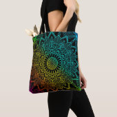 Tote Bag Arc-en-ciel noir (De près)