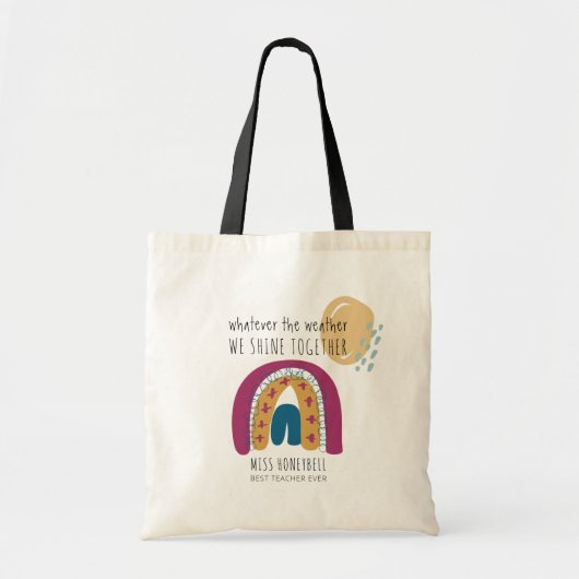 Tote Bag Arc-en-ciel Nous brillons ensemble mignon Personna (Devant)
