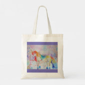 Tote Bag Arc en ciel Unicorne Aquarelle pourpre mou enfants (Dos)