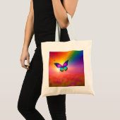 Tote Bag Arc-en-ciel volant dans un champ (Devant (produit))
