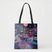 Tote Bag Arcade Rétro Futuriste dans l'Espace (Devant)