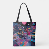 Tote Bag Arcade Rétro Futuriste dans l'Espace (Dos)