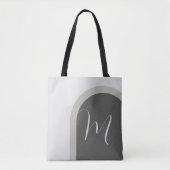 Tote Bag Arche Boho élégant avec Monogramme de script (Devant)