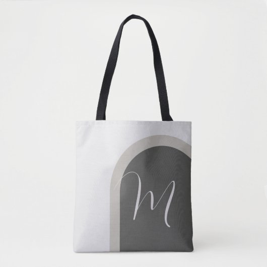 Tote Bag Arche Boho élégant avec Monogramme de script (Devant)