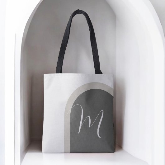 Tote Bag Arche Boho élégant avec Monogramme de script