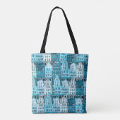 Tote Bag Architecture d'Amsterdam, aquarelle bleue. (Dos)
