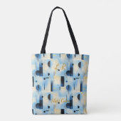 Tote Bag Ardoise Calme Abstrait - Bleu, Gris, Noir Géométri (Dos)