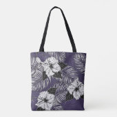 Tote Bag Areca palm, hibiscus croquis : motif vintage (Dos)