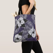 Tote Bag Areca palm, hibiscus croquis : motif vintage (De près)