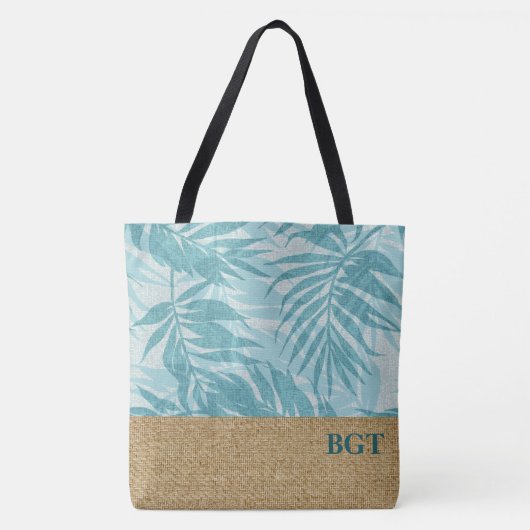 Tote Bag Areca Palms Hawaiian Tropical Grass Cloth (Devant)