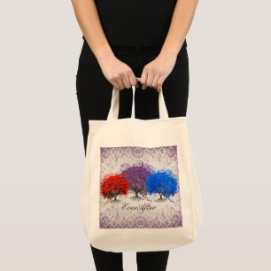Tote Bag Argent et pourpre Tourbillonnant Romantique Cardia