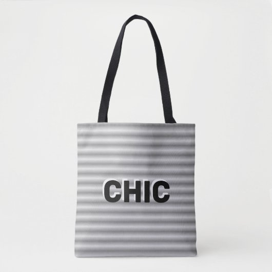 Tote Bag Argent gris chic rayé (Devant)