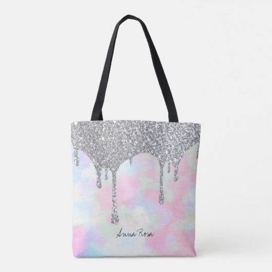 Tote Bag *~* Argent Parties scintillant Pastel Unicorn Sirè (Dos)