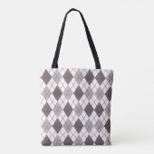 Tote Bag Argyle carreau moderne rouge gris argent monogramm (Dos)