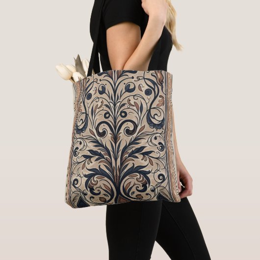 Tote Bag Aria Grace Earth & Spirit Linear Rhythm Pattern (De près)