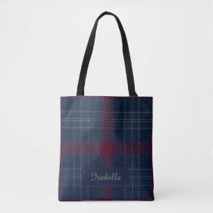 Tote Bag Aria Grace Regal Burgundy Gold Motif Carreaux Nom