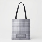 Tote Bag Aria Grace Silver Frost Winter Plaid Pattern Name (Devant)