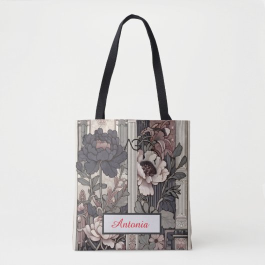 Tote Bag Aria-Urban Bloom Architectural Floral Design Name (Devant)