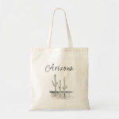 Tote Bag Arizona Desert Cactus Black White Boho (Devant)