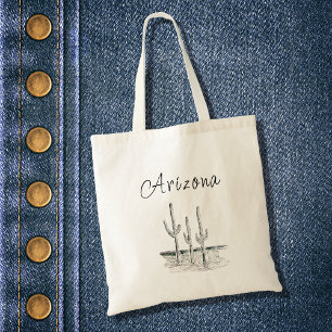 Tote Bag Arizona Desert Cactus Black White Boho