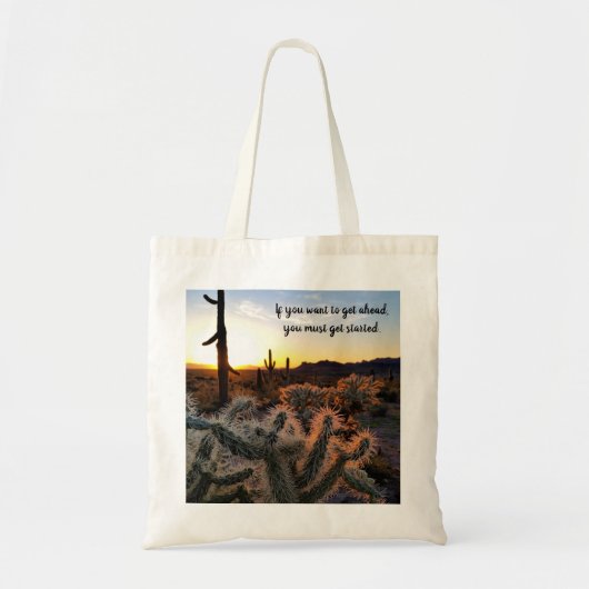 Tote Bag Arizona Desert Sunset Cactus Inspiration Dire (Devant)