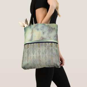 Tote Bag Arlequin en marbre vert chic Minty