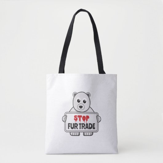 Tote Bag Arrêtez le commerce de la fourrure triste ours pol (Devant)