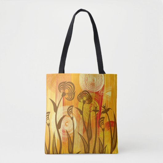 Tote Bag Arrière - plan à fleurs orange (Devant)