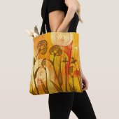 Tote Bag Arrière - plan à fleurs orange (De près)