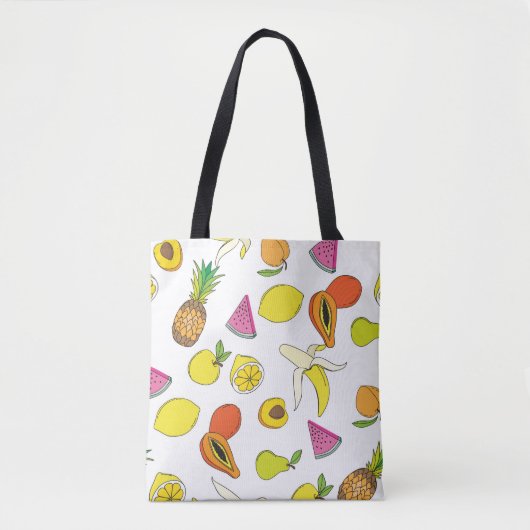 Tote Bag Arrière - plan aux fruits juteux. Patte de fruits  (Devant)