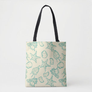 Tote Bag Arrière - plan avec des coquilles. 2 tirés par l