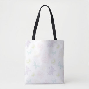 Tote Bag Arrière - plan avec des papillons dans l'aquarell