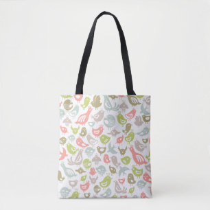Tote Bag arrière - plan avec l'ornement coloré d'oiseaux